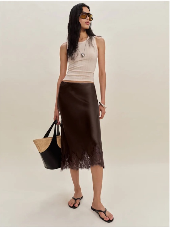 Reformation Dresses & Skirts - NWT Reformation Carolina Silk Skirt - Black Bean